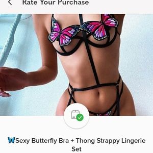 🦋Sexy Butterfly Bra + Thong Strappy Lingerie Set